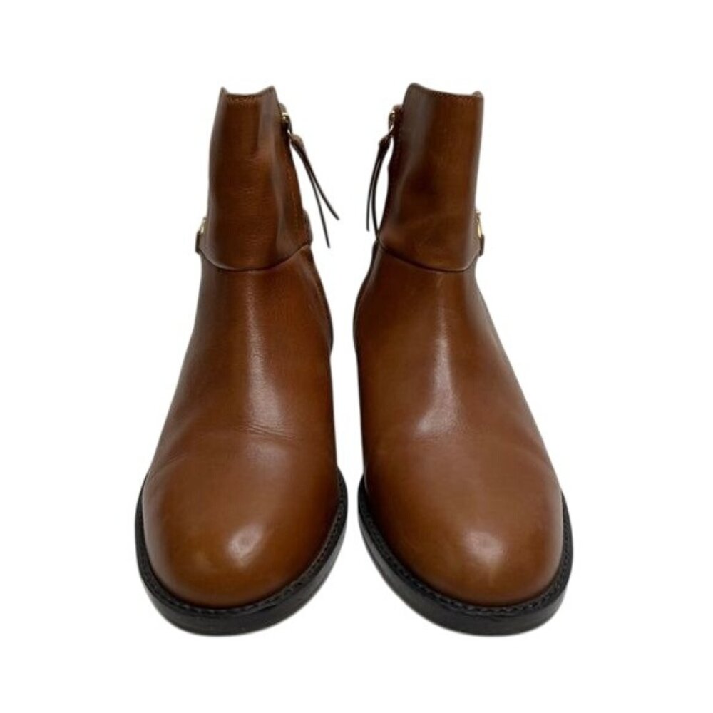 Boden Womens Brown Leather Ankle Boots With Gold Bit Detail Size 8